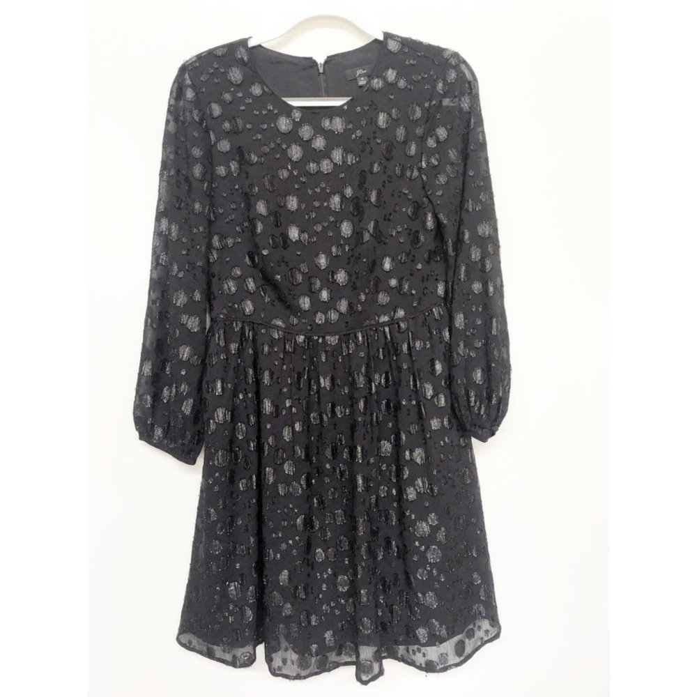 J. Crew Black Long Sleeve Polka Dot Dress 6